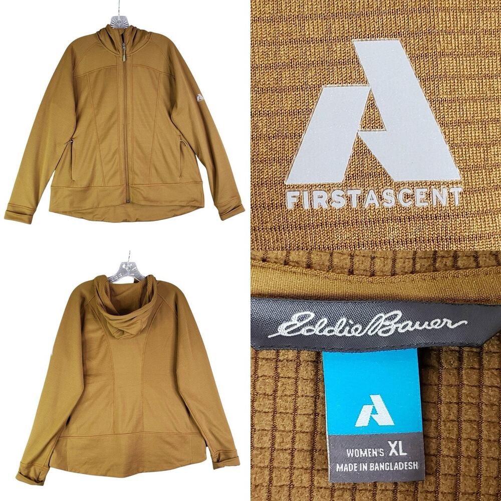 Eddie Bauer First Ascent Womens XL Goldenrod Jacket Sweatshirt Full Zip Hiking